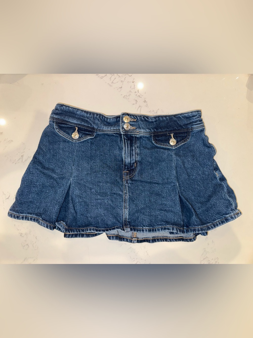 American Eagle Denim low-rise Mini Skirt with Button Front Pockets  Detail